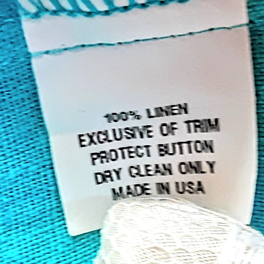 Turquoise 100% Linen Vest L - Picture 6 of 6